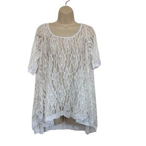 NWOT Surrealist High Low White Boho Lace Oversized Flowy Top Tunic Size Small/1